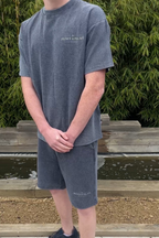 Washed Waffle Knit Shorts - Blue.
