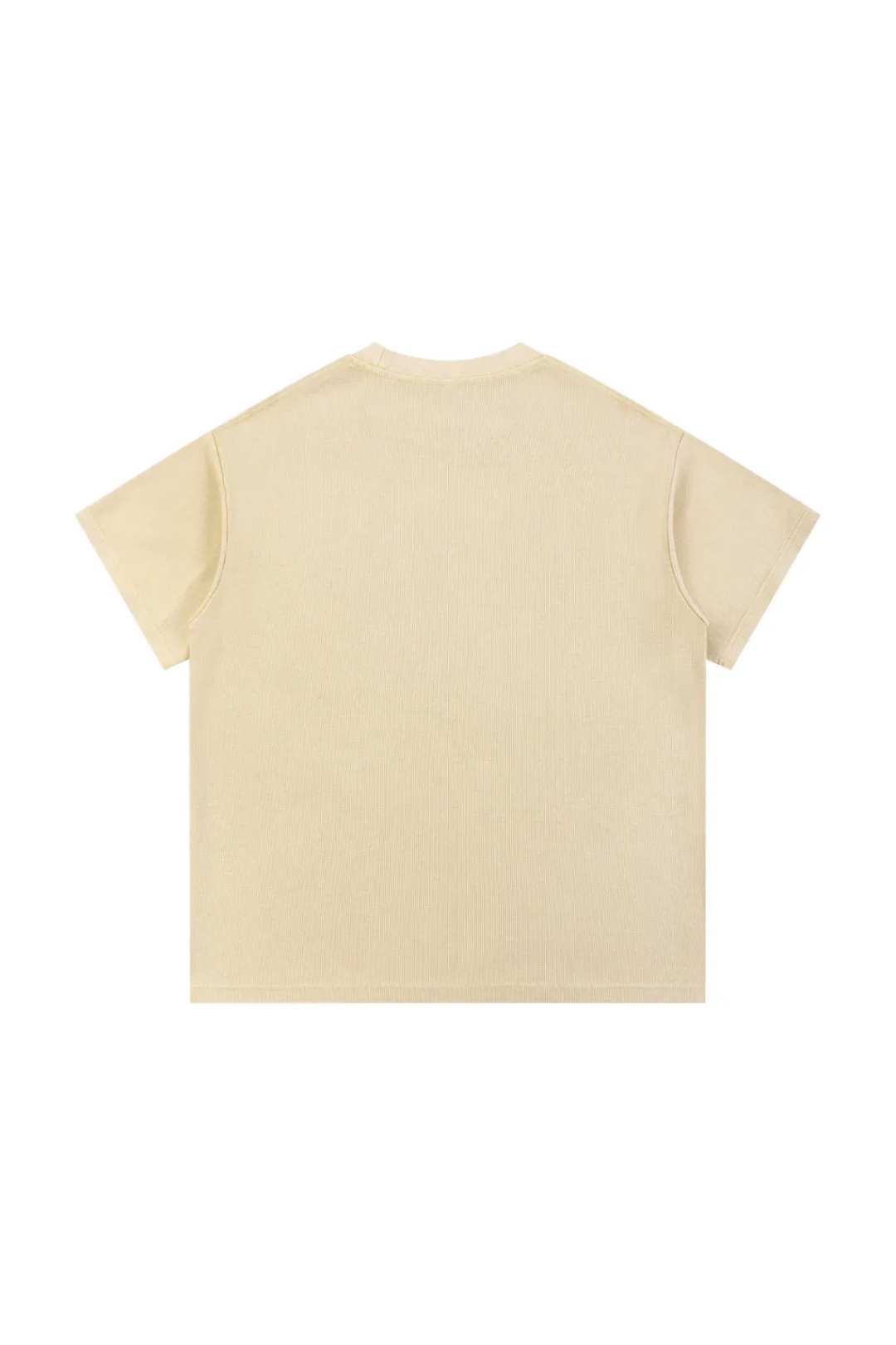 Washed Waffle Knit T-Shirt - Apricot.