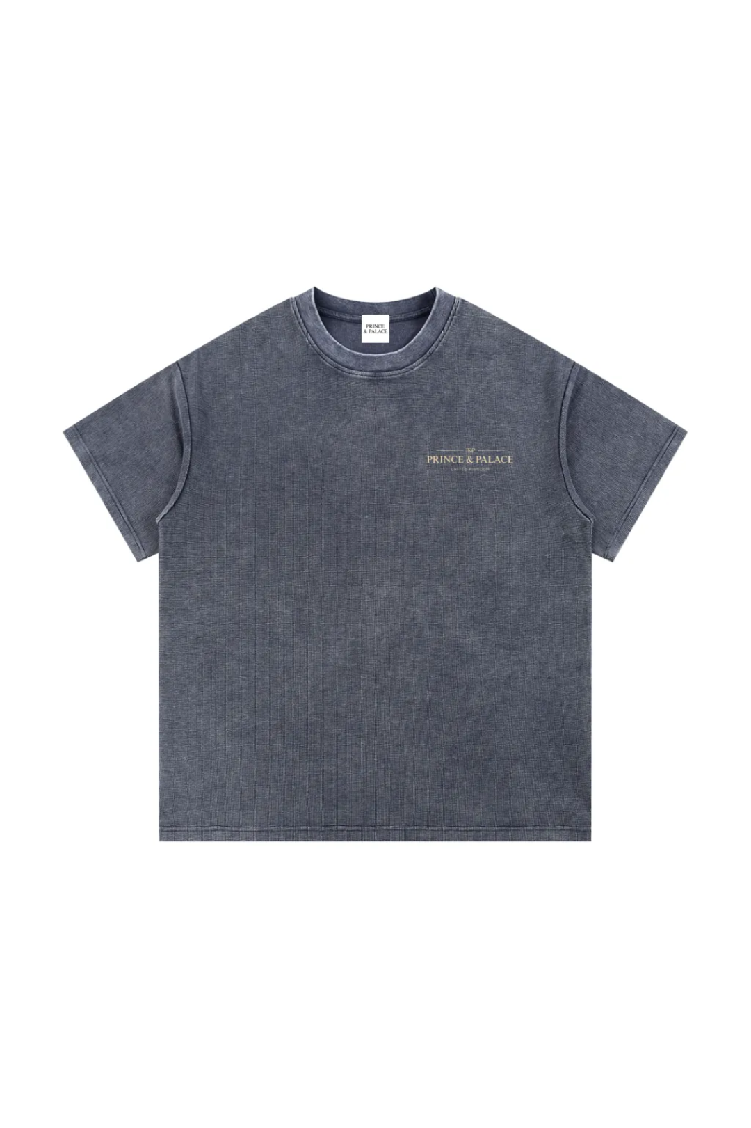 Washed Waffle Knit T-Shirt - Blue.