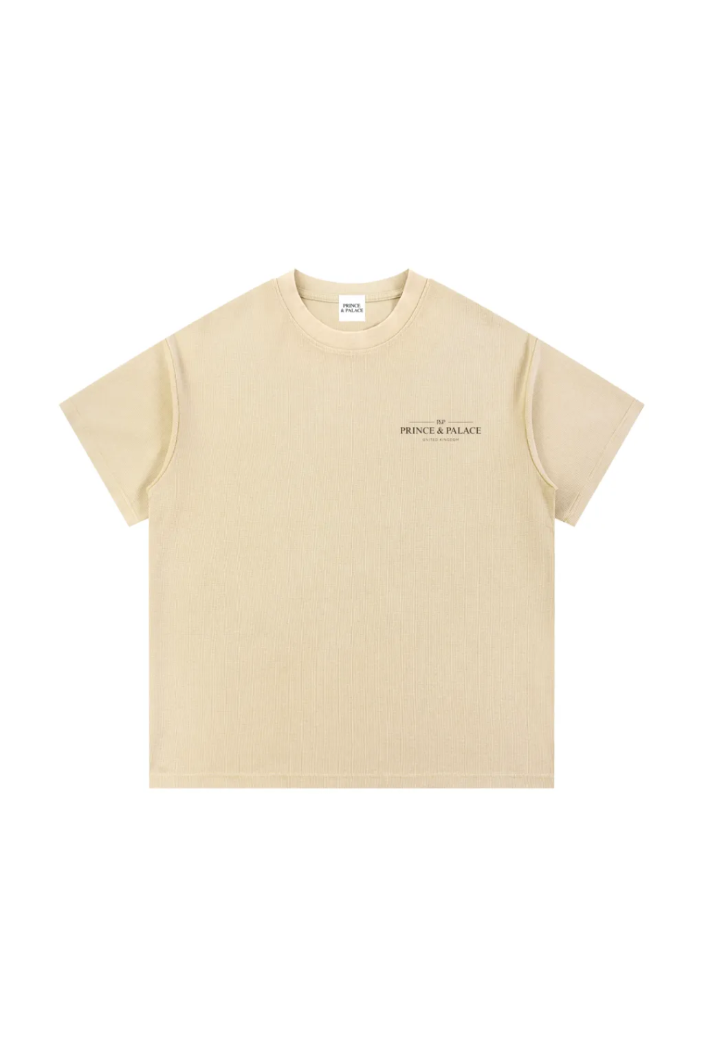 Washed Waffle Knit T-Shirt - Apricot.