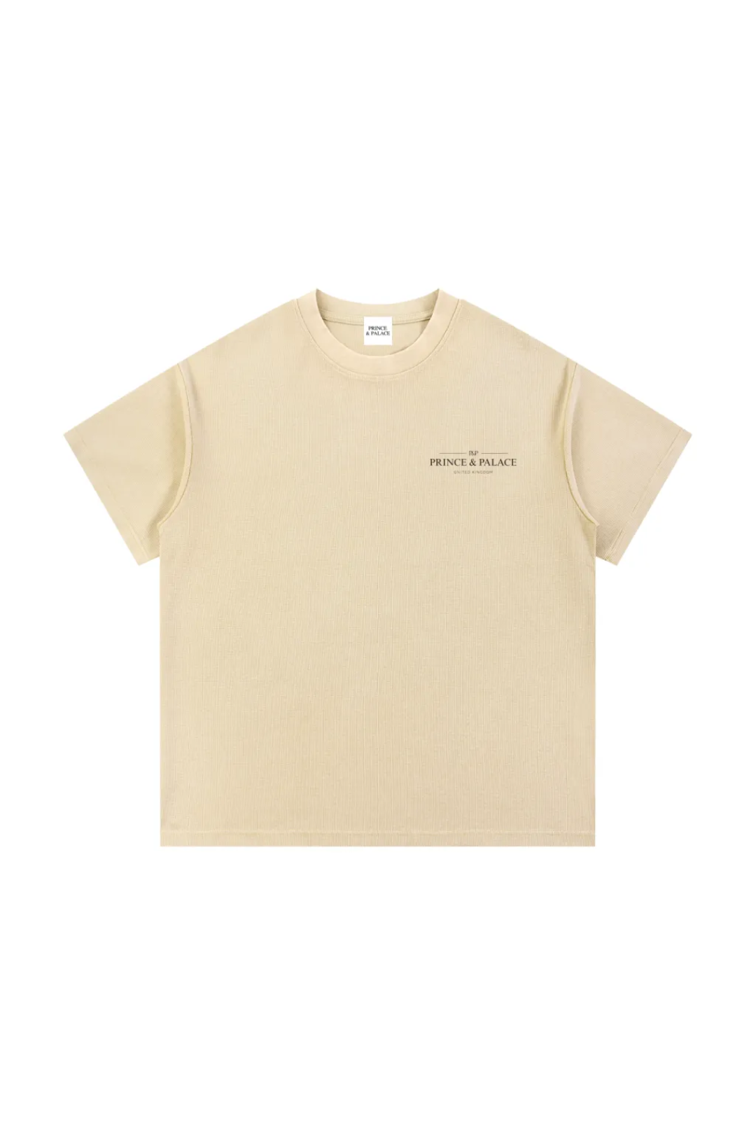 Washed Waffle Knit T-Shirt - Apricot.
