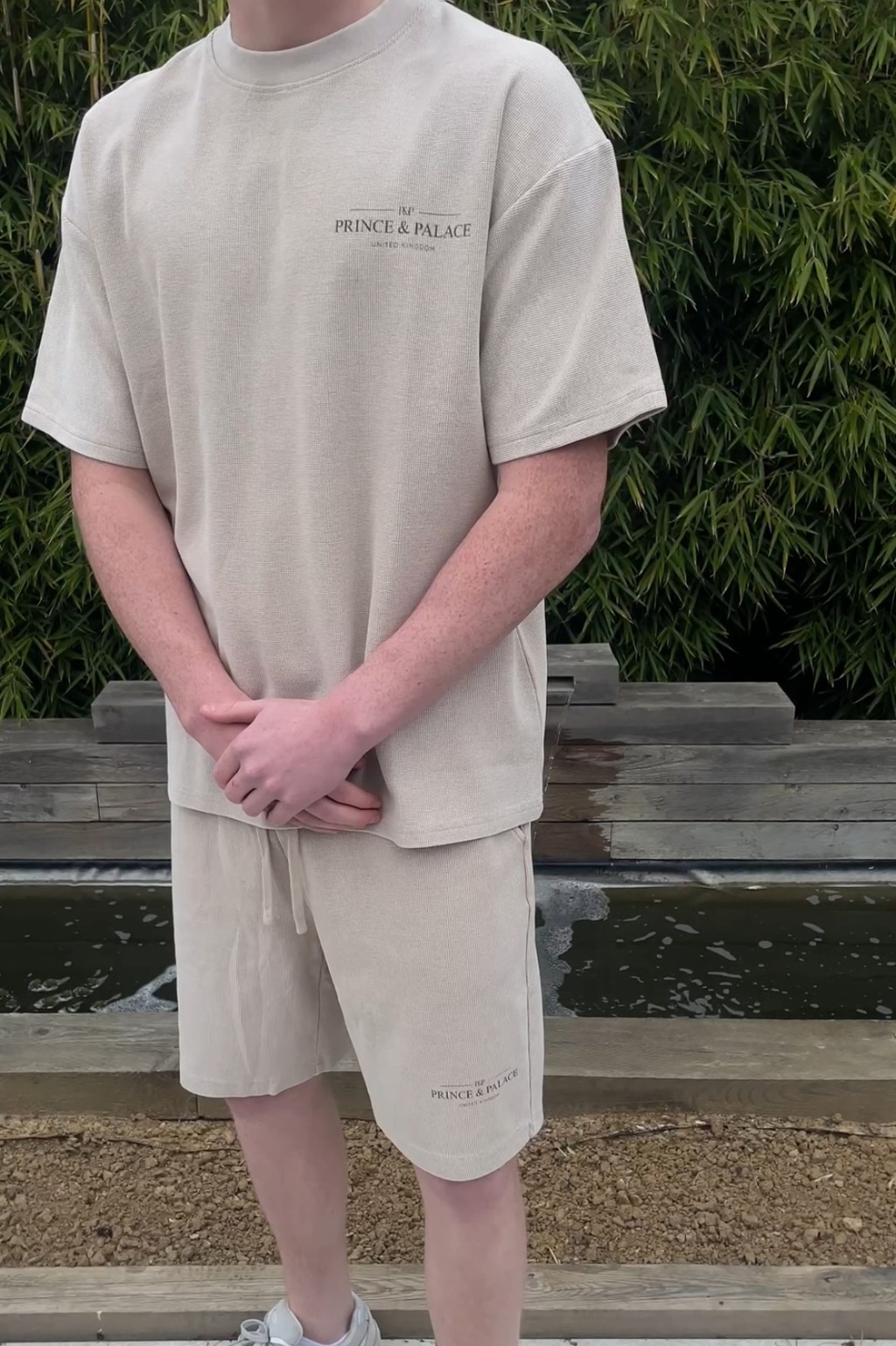 Washed Waffle Knit Shorts - Apricot.