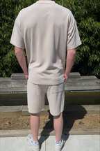 Washed Waffle Knit Shorts - Apricot